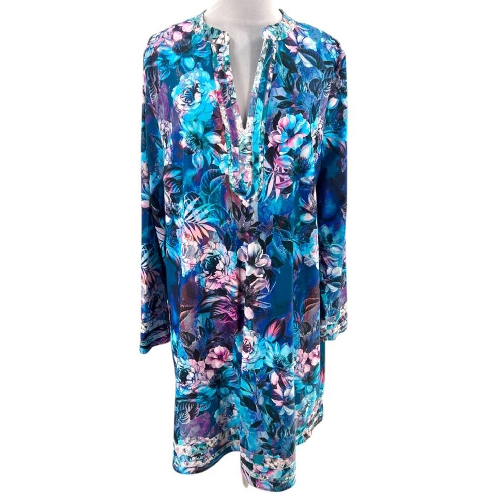Soft Surroundings Moonlight Floral Jewell UPF Dress Sz XL